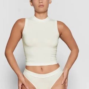 SKIMS - STRETCH COTTON JERSEY MOCK NECK TANK